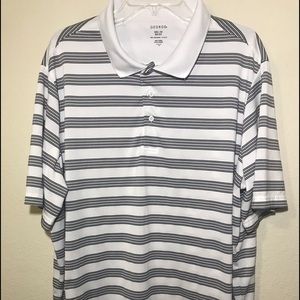 George Polo Shirt Mens XXL Black White Stripe